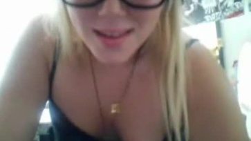 Chubby Blonde College Teen With Glasses Shows Tits